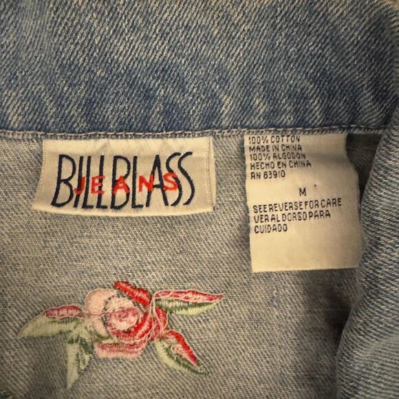 Vintage Blue Blass Embroidered Floral 90s Denim Jacket M - Picture 4 of 6